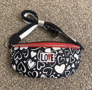 Brighton LOVE Black and White Heart Print Crossbody Belt Bag thumbnail 1