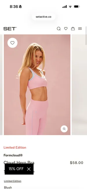 Set Active City of Valentine limited edition drop layered sports bra thumbnail 2