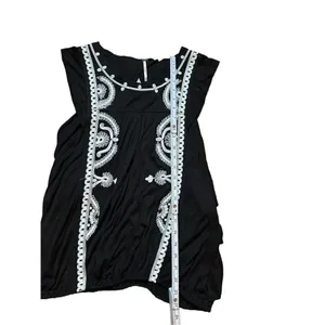 Free People DOS SEGUNDOS‎ Black/White Embroidered Batwing Top Sz M thumbnail 14