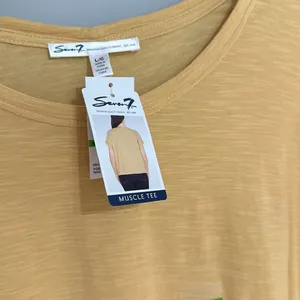 Seven 7 Shirt women's L Short Sleeve Tee Yellow thumbnail 4