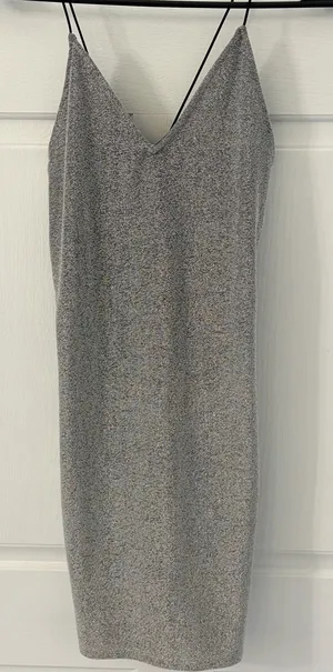 H&M Silver Sparkle Midi Slip Dress thumbnail 1