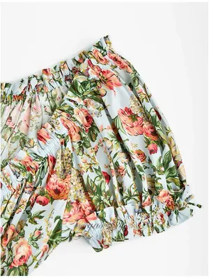 Doen Blue Leanne Floral-Print Cotton Midi Dress, S thumbnail 9