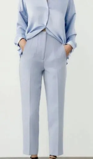 Zara light blue pants trouser  thumbnail 1