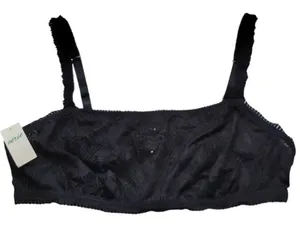 Aerie Black‎ Eyelet Lace Bralette Festival Layering Whimsigoth Lingerie Sheer- L thumbnail 1