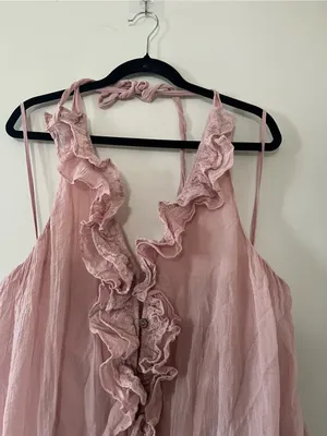 Free People Pink 100% Cotton Lace Ruffle Tunic Top Medium Romantic Cottagecore thumbnail 2