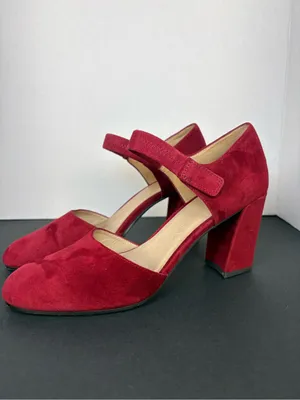 Eileen Fisher Mary Jane Block Heel Pumps in Burgundy red Suede 3 inch heel Size 8 thumbnail 3