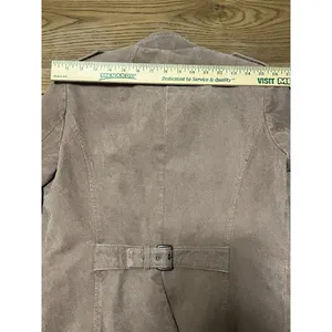 Twiggy London Tan Genuine Leather Button Down Coat Size XS Military Modern City‎ thumbnail 15