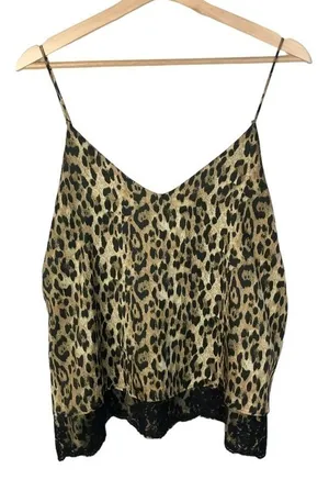 Zara Brown Leopard Print Lace Trim Camisole Tank Top S‎ thumbnail 1