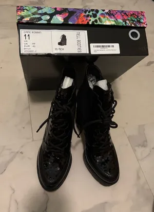 Cape Robbin Black Sequin Lace-Up Ankle Boots thumbnail 9