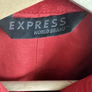 VTG Express Suede Leather Button Front Shirt S Y2K Red Western Grunge thumbnail 3