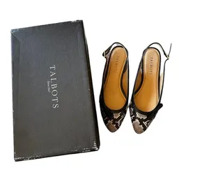 NIB TALBOTS EDISON BOW EMBOSSED SLINGBACK FLATS 100% Leather thumbnail 4