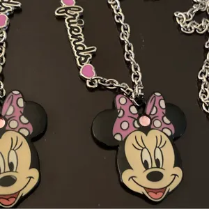 Disney Set Lot of 2 Minnie Mouse Best Friends Necklaces Necklace silver chain 18” New thumbnail 4