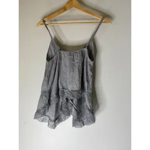 Zara TRF Grey Blue Cotton Gauze Lace Trim Boho Cami Top 0881/024/485 XS NWT thumbnail 2
