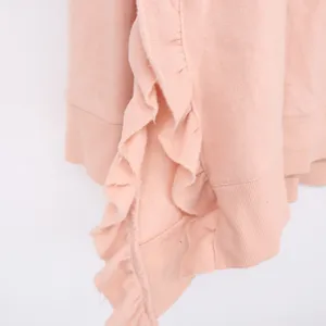Alya Womens Peach Pink Ruffle Side Fleece Pullover Sweatshirt Size M thumbnail 4