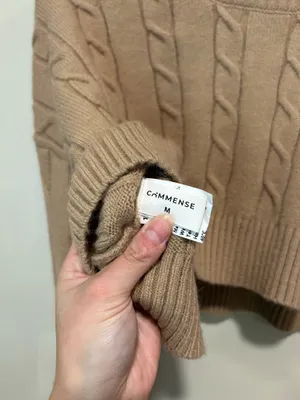 Commence cropped beige cable knit sweater thumbnail 4