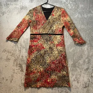 Vintage 90s Brocade Lace Floral Dress Whimsical Dark Fairy Cottagecore Sz Medium thumbnail 1