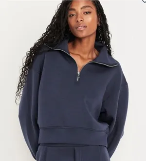 Old Navy Sport Bounce Fleece Women's Navy Half-Zip Pullover Sweatshirt NWT XS thumbnail 1