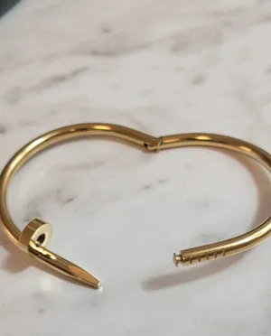 18K Gold Plated Elegant Gold Bangle Bracelet Diamond Nail thumbnail 2