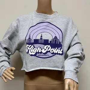 NWOT High Point University Cropped Sweatshirt gray & purple size M thumbnail 1