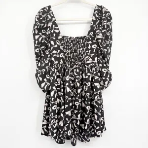 For Love & Lemons Womens Angelica Bow Print‎ Coquette Puff Sleeve Mini Dress XS thumbnail 9