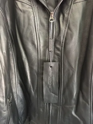 Italian Leather Bomber Black Zip-Front Jacket By CURGÉ EU Size 54 US 2XL thumbnail 3