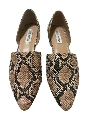 🐍 Steve Madden TALENT Snakeskin Loafers 👠 Studded Slip-On D’Orsay Flats Size 8 ✨ thumbnail 1
