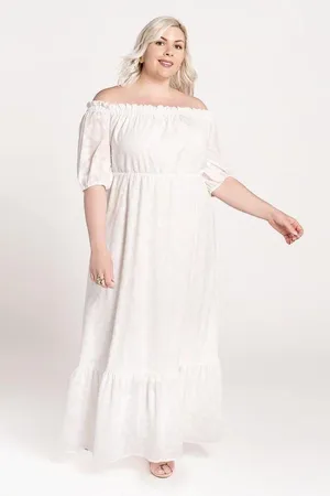 Eloquii Off Shoulder Floral White Maxi Dress thumbnail 8