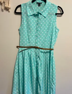 Forever 21 Teal Poka dot Dress thumbnail 1