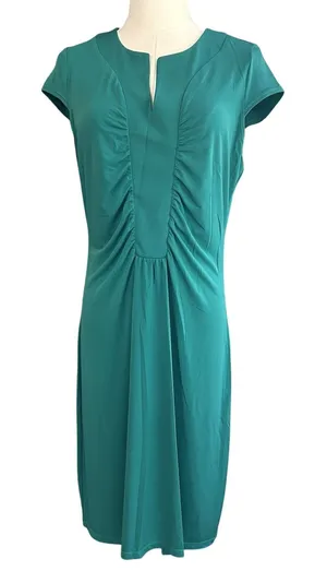 Dress NWOT Silky Green Alfani Sheath Dress Resort Office Casual SZ M thumbnail 1