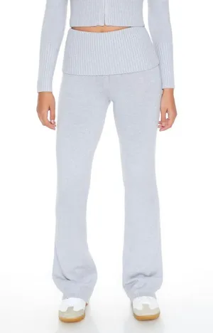 Forever 21 Gray Sweater Knit Foldover Bootcut Pants thumbnail 3