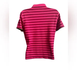 Ladies Nike Golf Short Sleeve Polo Pink Stripe Green Trim Size Medium thumbnail 4