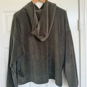 Aerie Groove on Offline Oversized Ribbed Olive Green pullover Sweater Hood M thumbnail 11