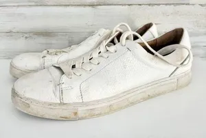 Frye Shoes Womens Leather Sneakers White Casual Low Top Lace Up Gates Size 8 thumbnail 1