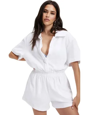 Good American Women's White Terry Mini Short-Sleeve Romper Size 4‎ GSW0230 NWT thumbnail 1