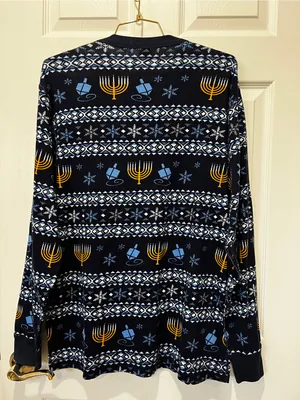 Hanna Andersson Hanukkah Themed Pajama Top 100% Organic Cotton Size XL Navy Blue thumbnail 2