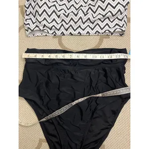 Cupshe Chevron Halter Bandeau & Multi Way Tummy Control Midkini Set, size large thumbnail 8