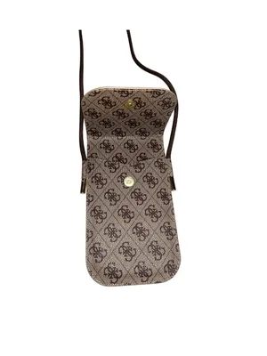GUESS Brown Logo Phone Crossbody Bag Monogram thumbnail 5