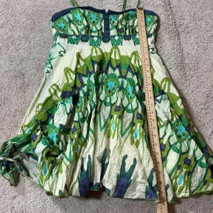 Aryeh Green‎ Blue Babydoll Kaleidoscope Print Cotton Mini Dress Straps Large thumbnail 4