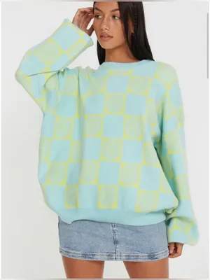 Motel Akari Jumper In Optiz Maze Blue thumbnail 1