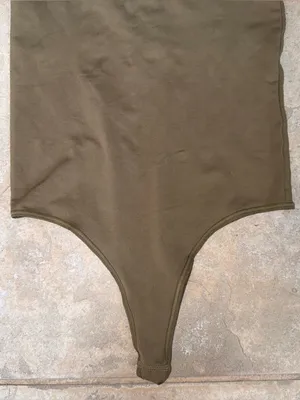 Skims Soft Smoothing Thong Bodysuit in Army Green Size XS thumbnail 4