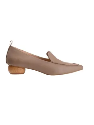 NWT Journee Collection Faux Wood Block Heel Maggs Loafers Taupe Brown 7.5M thumbnail 3
