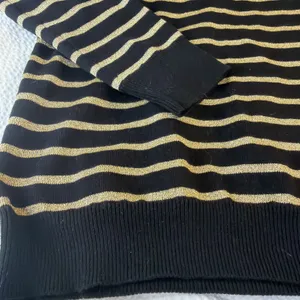 Lauren Ralph Lauren black gold metallic striped ribbed turtleneck S thumbnail 6