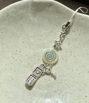Handmade unique spiral & flip phone & Angel heart key funky y2k grunge style phone charm/bag accessory/keychain🌀⭐️ thumbnail 3