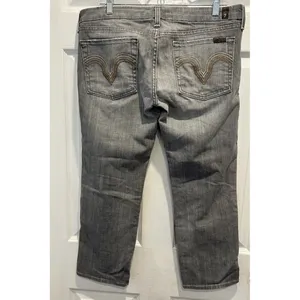 7 For All Mankind Womens Kate Crop Gray Straight Leg Jeans‎ Size 32 Made USA thumbnail 5