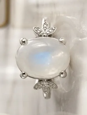 Moonstone Floral Sterling Ring thumbnail 1