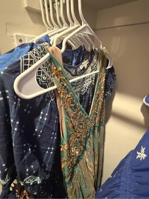 Ranna Gill for Anthropologie teal and gold beaded paisley maxi dress thumbnail 2