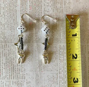 Handmade unisex Kawaii punk goth shiny teeth chain dangle earrings🦷✨💕 thumbnail 3