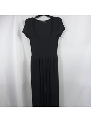 Cider Black Ribbed Wide Leg Jumpsuit Romper Women’s Med Scoop Neck Short Sleeve thumbnail 2