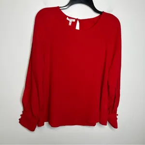 Maurices red Fallon blouse open‎ sleeve keyhole back size medium NWT thumbnail 2
