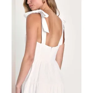 Lulus Tier-ly Delightful White Tie-Strap Tiered Bustier Mini Dress Size XS Bride thumbnail 3